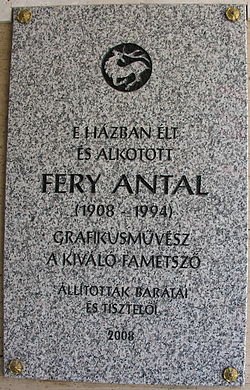 Placa memorial de Féry Antal, Budapeste